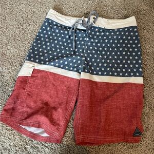 Red white blue board shorts